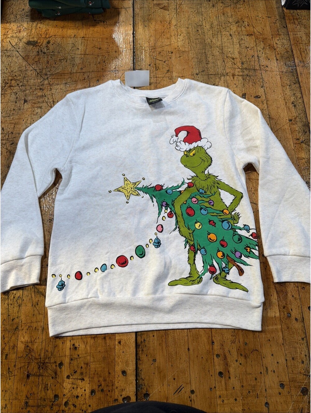Dr. Seuss The Grinch Christmas Sweatshirt Cream Size Child Large